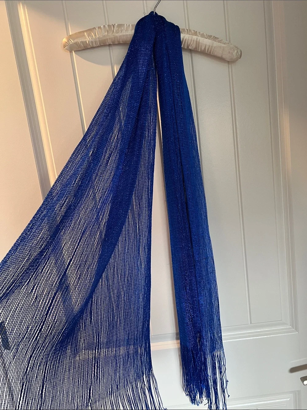 Blue Metallic Fringe Scarf - Women Accessories